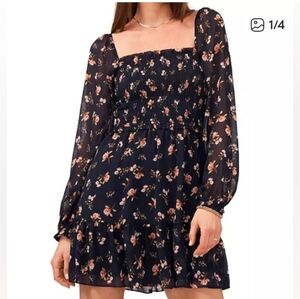 1. State Smocked Square Neck Long Sleeve Dress NWT NEW FLORAL 3X